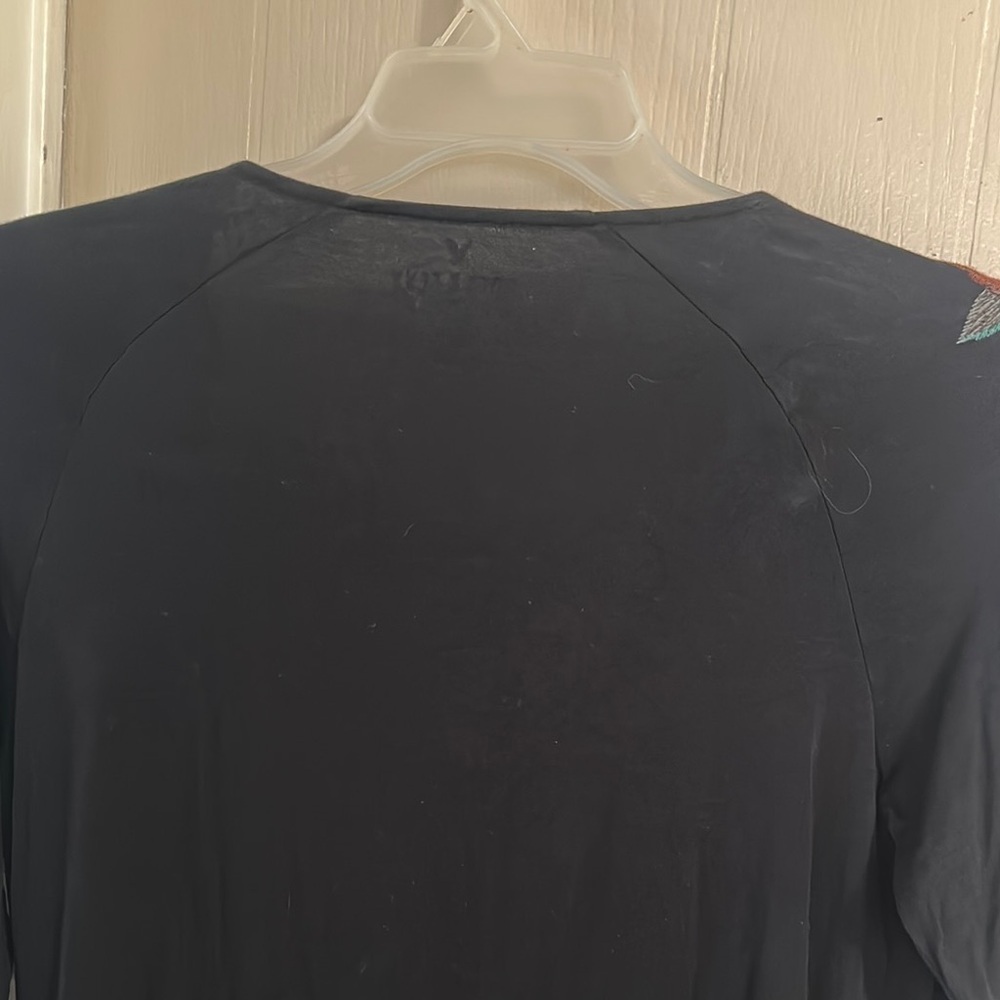 American Eagle Outfitters Black Wrap Blouse 3/4 Sleeve - Picture 11 of 15